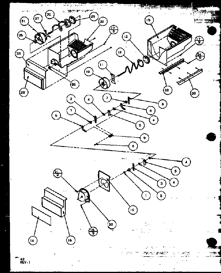 Crushed Ice Bucket Diagram and Parts List for SXD19MW-P1121402WW  Amana Refrigerator