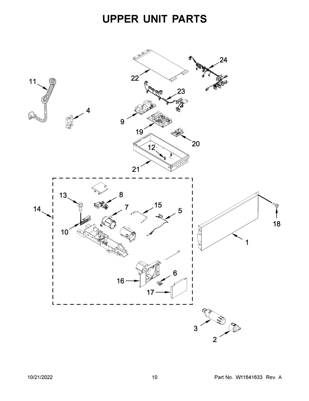Upper Unit Parts Diagram and Parts List for JBZFL24IGX10  Jenn-Air Freezer