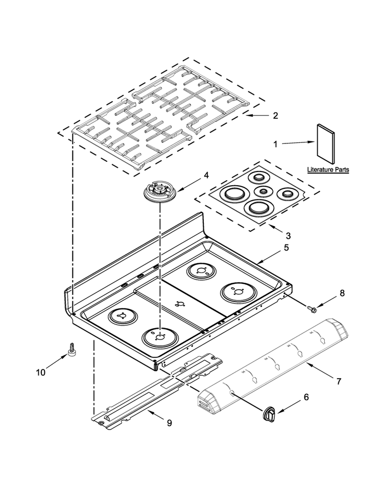 Cooktop Parts Diagram and Parts List for MGT8720DE02  Maytag Range