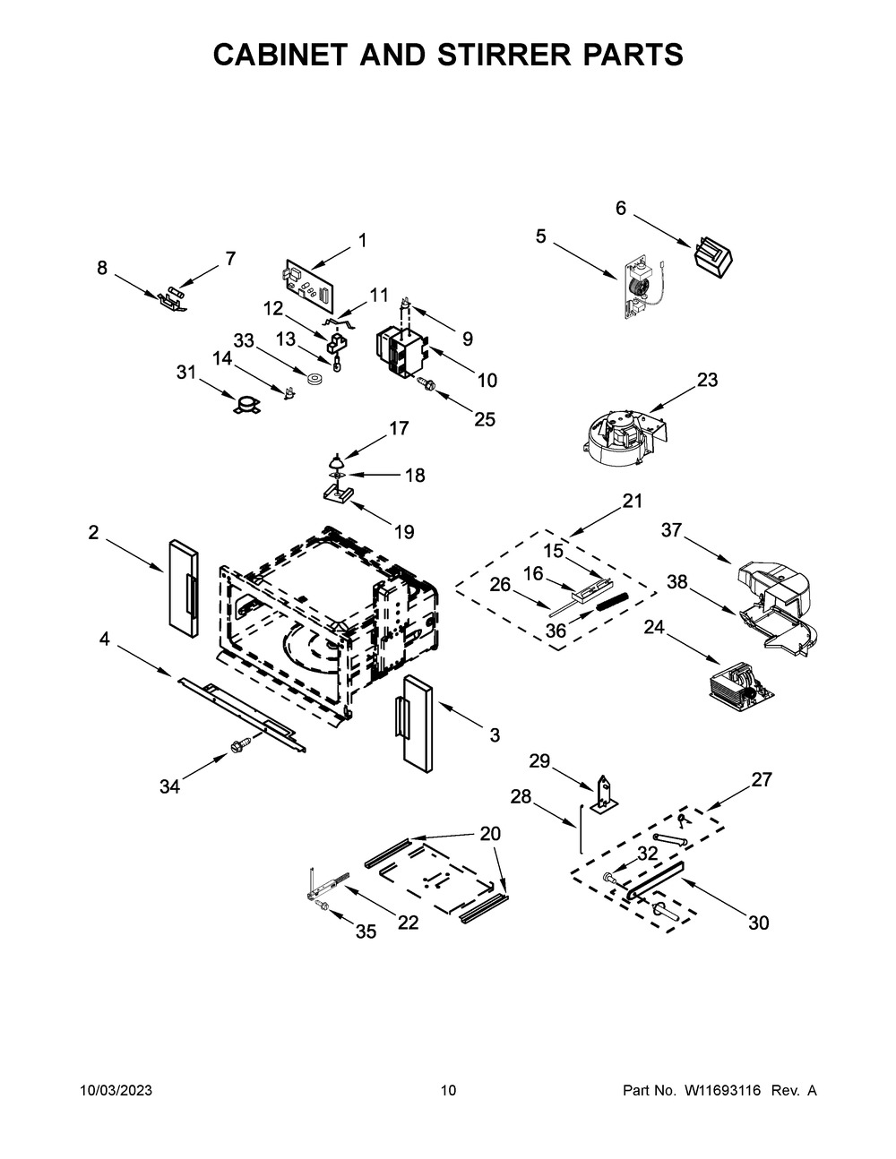 Cabinet And Stirrer Parts Diagram and Parts List for MOEC6030LZ01  Maytag Microwave Oven Combo