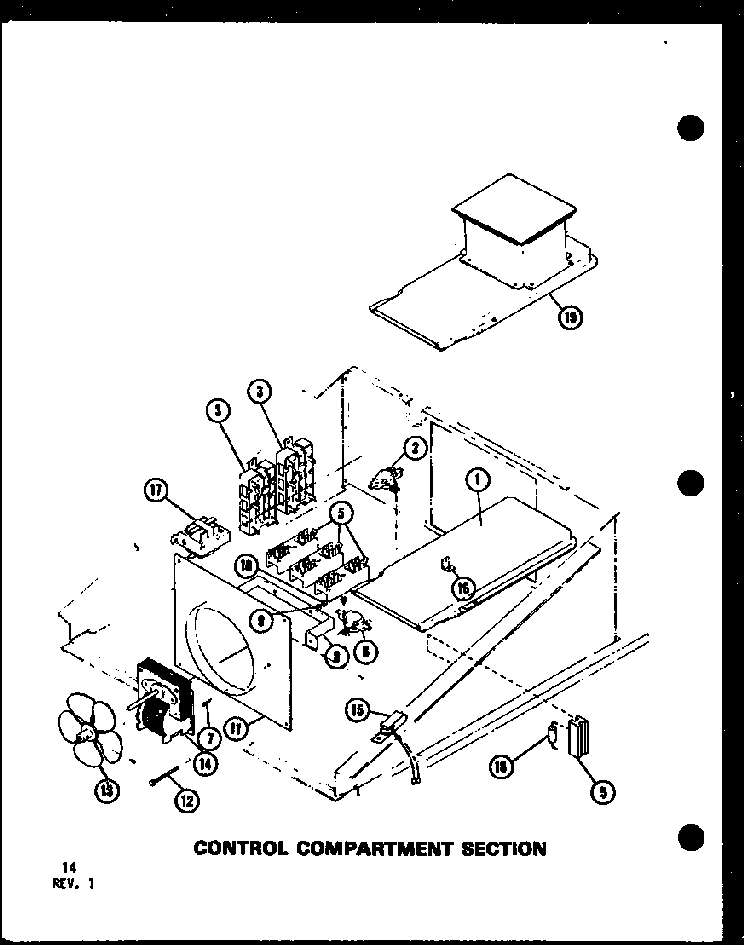 Control Compartment Section Diagram and Parts List for AO-27D-P85547-2S  Amana Wall Oven