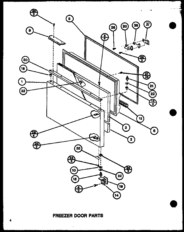 FZ DOOR PARTS Diagram and Parts List for BL20K P7812504W Amana Refrigerator