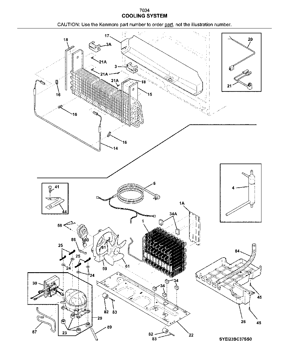 System Diagram and Parts List for 2537034941G  Kenmore Refrigerator
