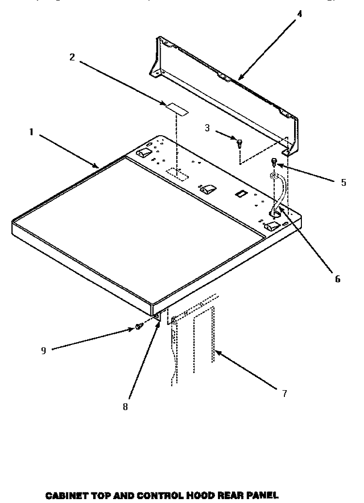 CABINET TOP & CONTROL HOOD REAR PANEL Diagram and Parts List for AGM199  Speed Queen Dryer