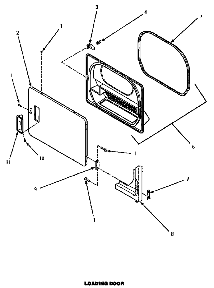 LOADING DOOR Diagram and Parts List for AGM199  Speed Queen Dryer
