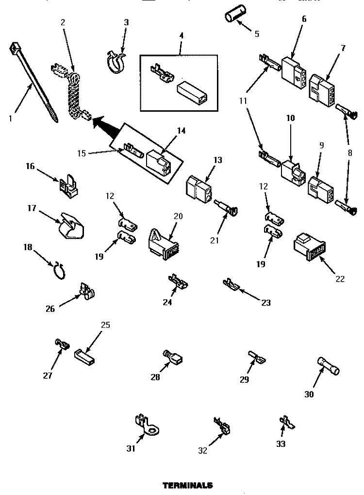 TERMINALS Diagram and Parts List for AGM199  Speed Queen Dryer