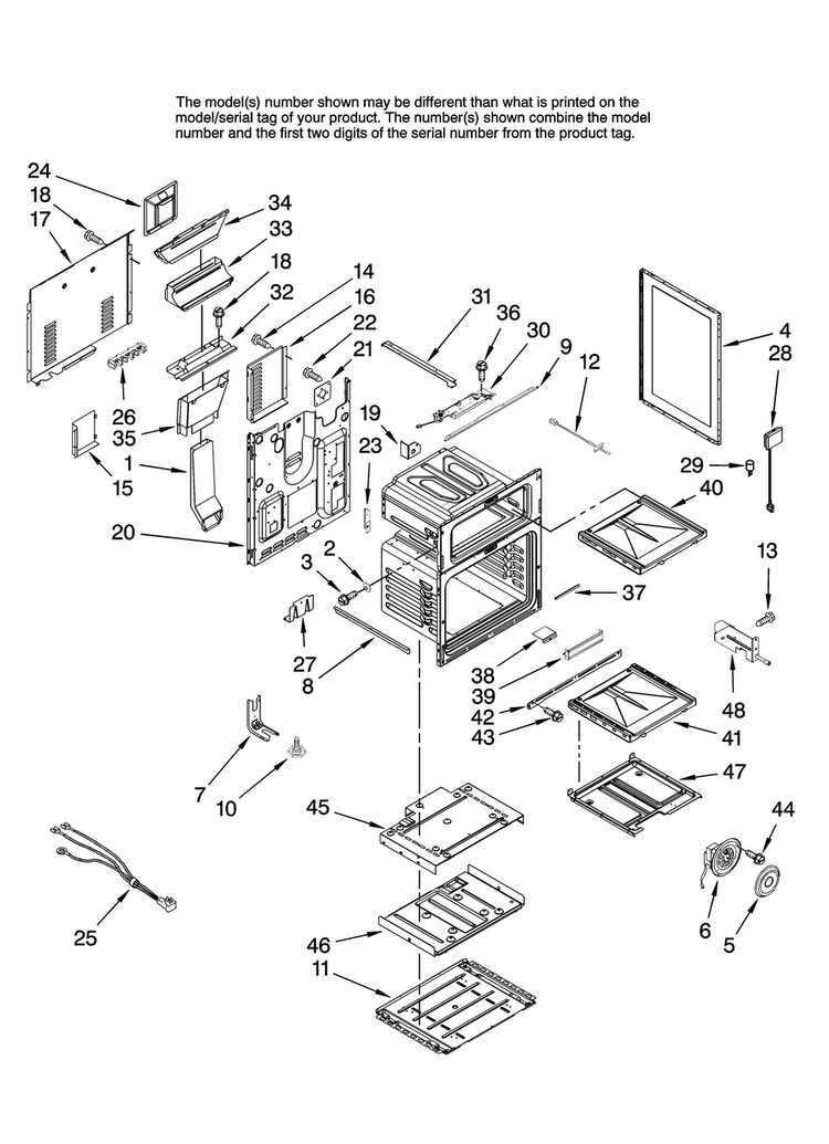 Chassis Parts Diagram and Parts List for JGR8890ADP20  Jenn-Air Range
