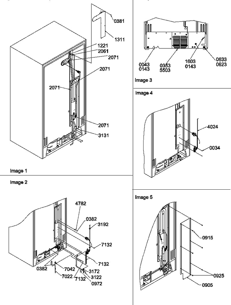 Cabinet Back Diagram and Parts List for SX322S2L-P1313801WL  Amana Refrigerator