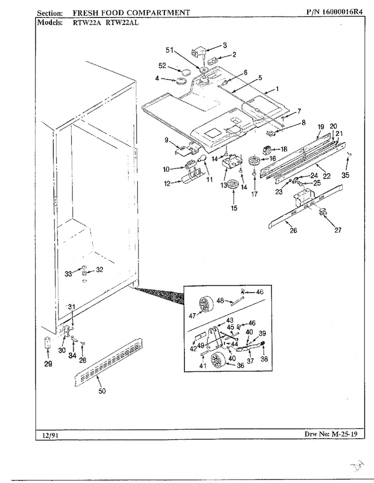 Fresh Food Compartment Diagram and Parts List for 22752  Maytag Refrigerator