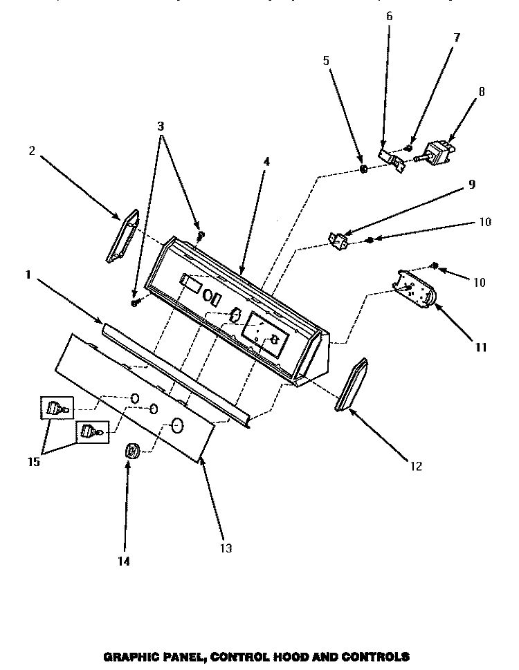 GRAPHIC PANEL, CONTROL HOOD & CONTROLS Diagram and Parts List for AEM497L  Speed Queen Dryer