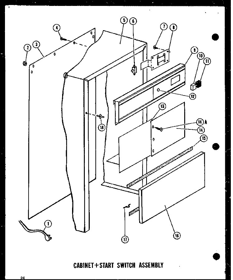 CABINET + START SWITCH ASSY Diagram and Parts List for ESMC-1-AG P1801102T G Maytag Trash Compactor