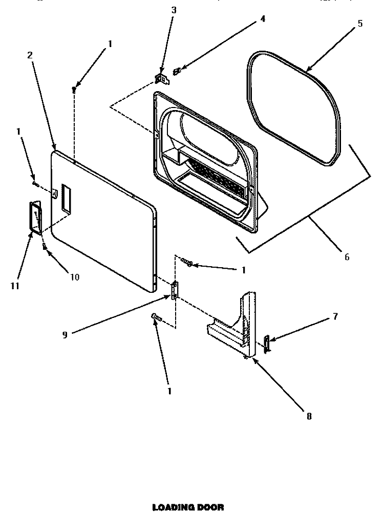 LOADING DOOR Diagram and Parts List for AEM677W  Speed Queen Dryer