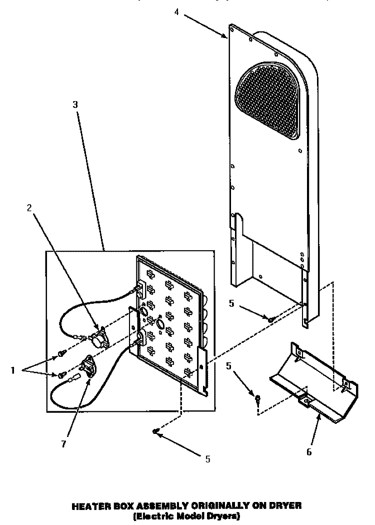 HEATER BOX ASSY (ORIGINAL) Diagram and Parts List for AEM677W  Speed Queen Dryer