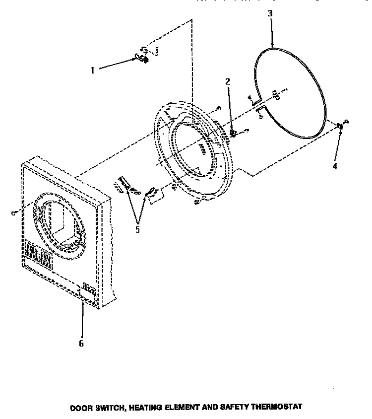 DOOR SW / HEATING ELEM & SAFETY TSTAT Diagram and Parts List for ME8810  Speed Queen Dryer