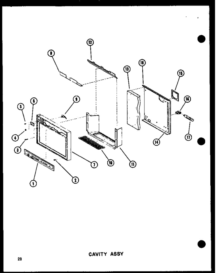 Cavity Assy Diagram and Parts List for SRI19W-A-P60350-49WA  Amana Refrigerator