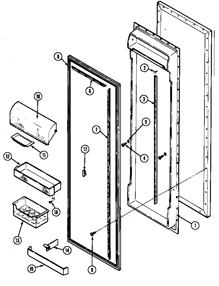 Fresh Food Inner Door Diagram and Parts List for RSW2200CAL DM31B Maytag Refrigerator