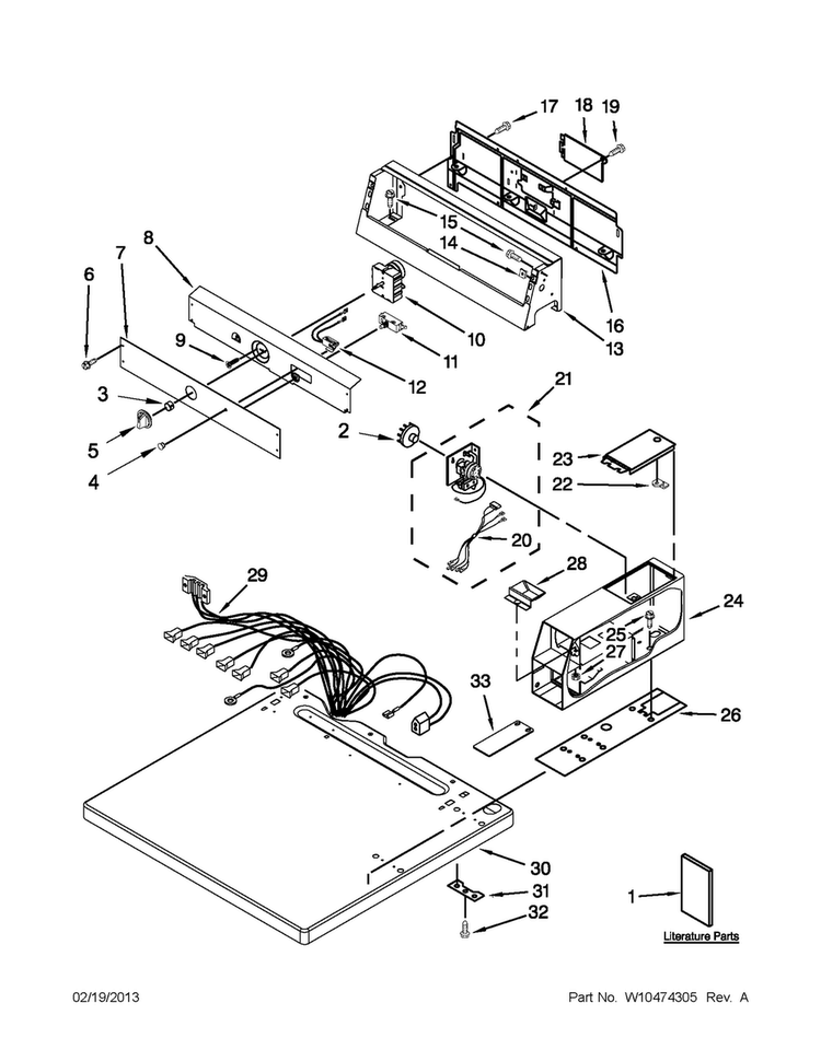Top And Console Parts Diagram and Parts List for MDG18CSAWW0  Maytag Dryer