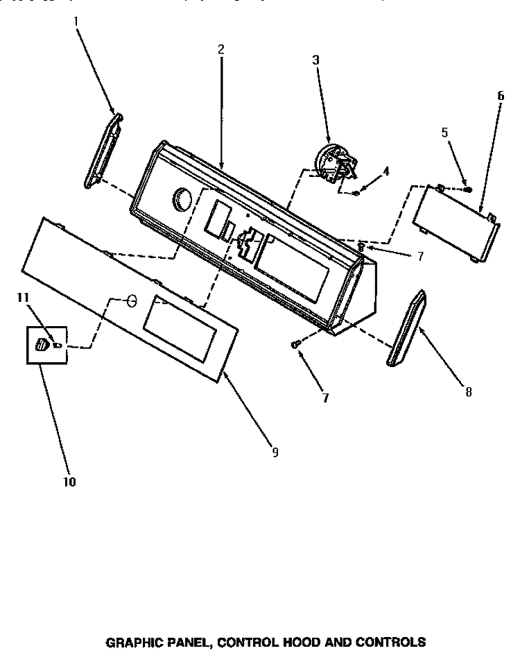 GRAPHIC PANEL, CONTROL HOOD & CONTROLS Diagram and Parts List for AA7231  Amana Washer