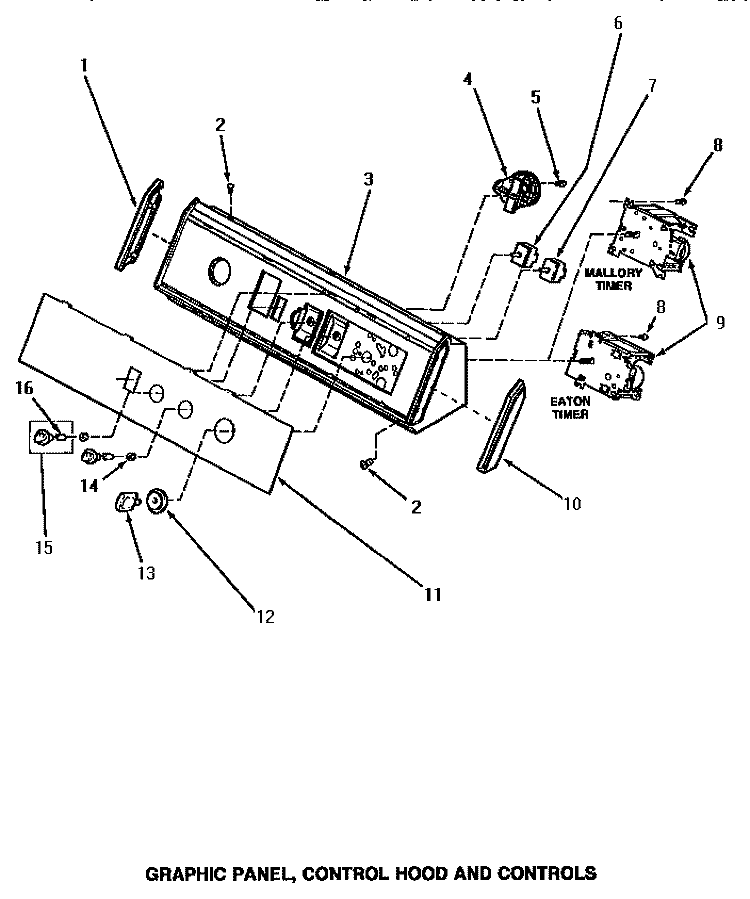GRAPHIC PANEL, CONTROL HOOD & CONTROLS Diagram and Parts List for AA6121  Amana Washer