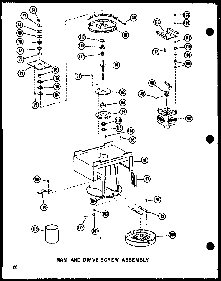 RAM AND DRIVE SCREW ASSY Diagram and Parts List for ESMC-1-A P1801108T A Maytag Trash Compactor