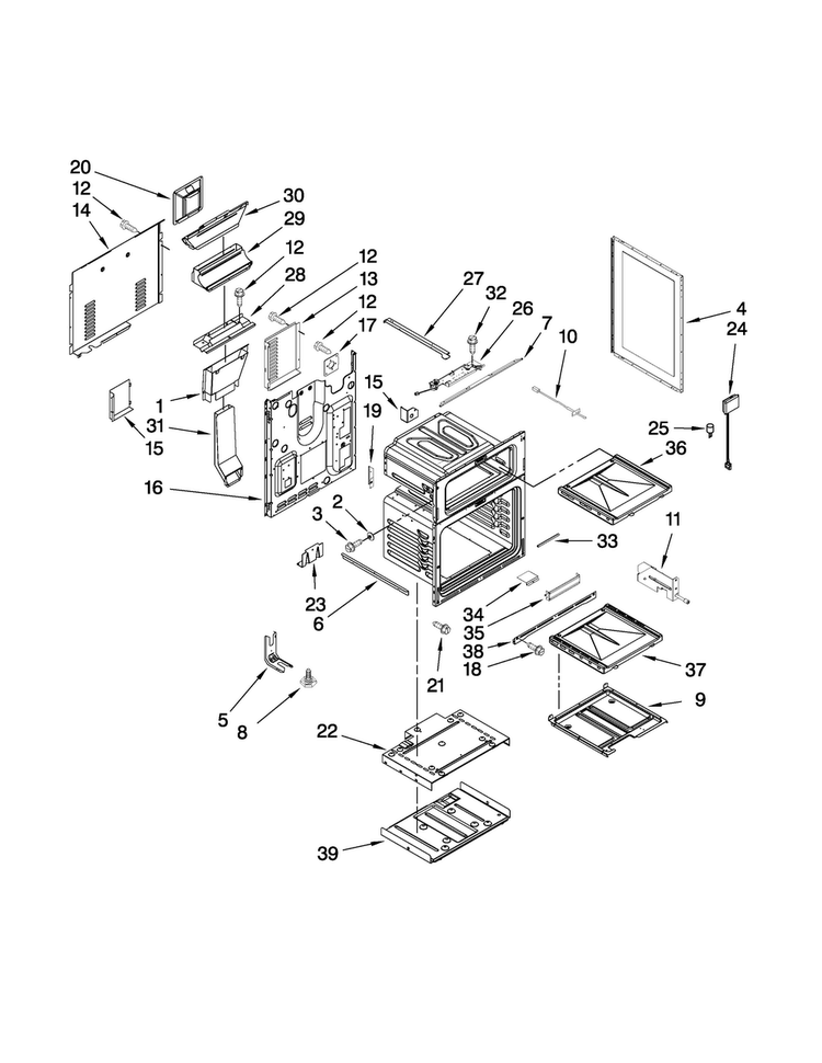 Chassis Parts Diagram and Parts List for MGR6775BDW18  Maytag Range