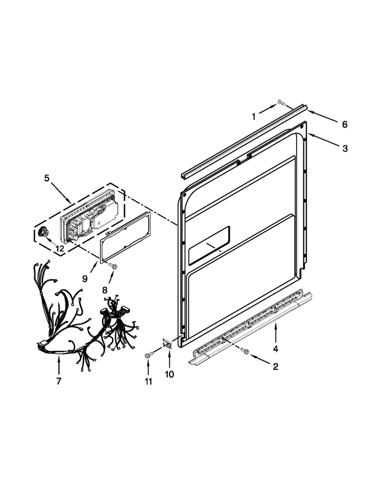 Inner Door Parts Diagram and Parts List for JDB8200AWP2  Jenn-Air Dishwasher