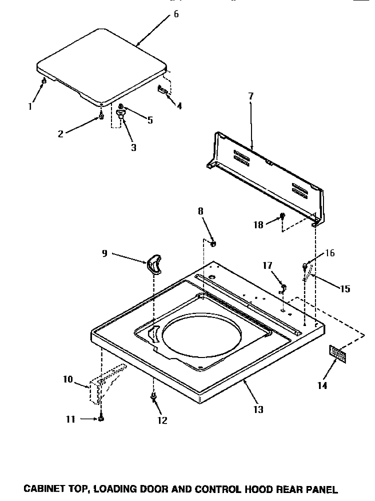 CAB TOP / LOADING DR & CTRL HOOD REAR PAN Diagram and Parts List for NA5321  Amana Washer