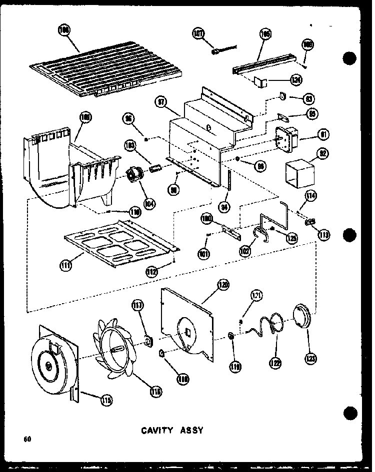 Cavity Assy Diagram and Parts List for SRI19W-AG-P60340-24WG  Amana Refrigerator