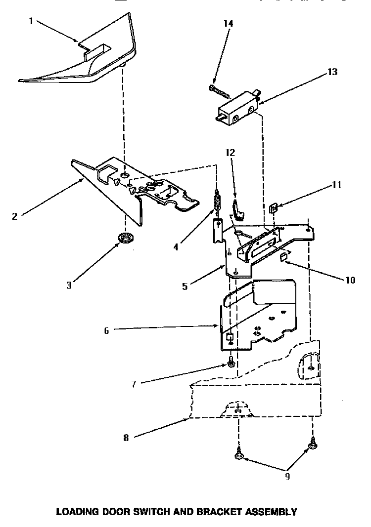 LOADING DOOR SWITCH & BRACKET ASSY Diagram and Parts List for NA5321  Amana Washer