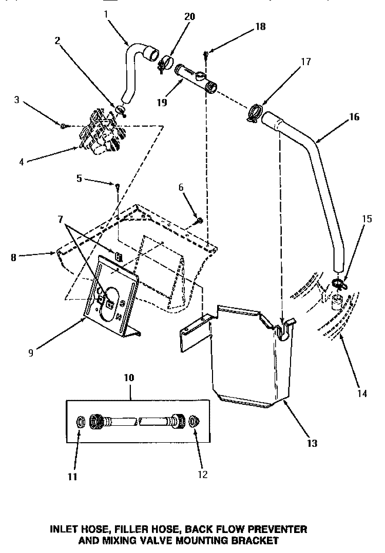 HOSES / BACK FL PREVENTER & VLV BRKT Diagram and Parts List for NA5321  Amana Washer