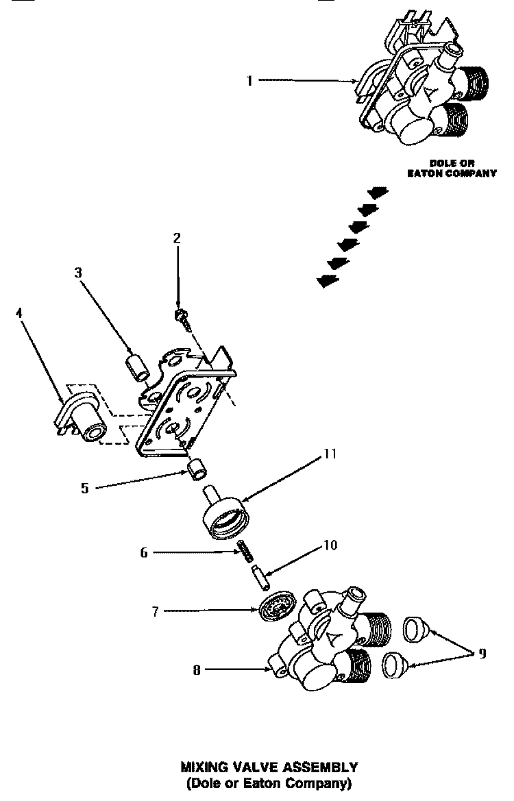 MIXING VALVE ASSY Diagram and Parts List for NA5321  Amana Washer