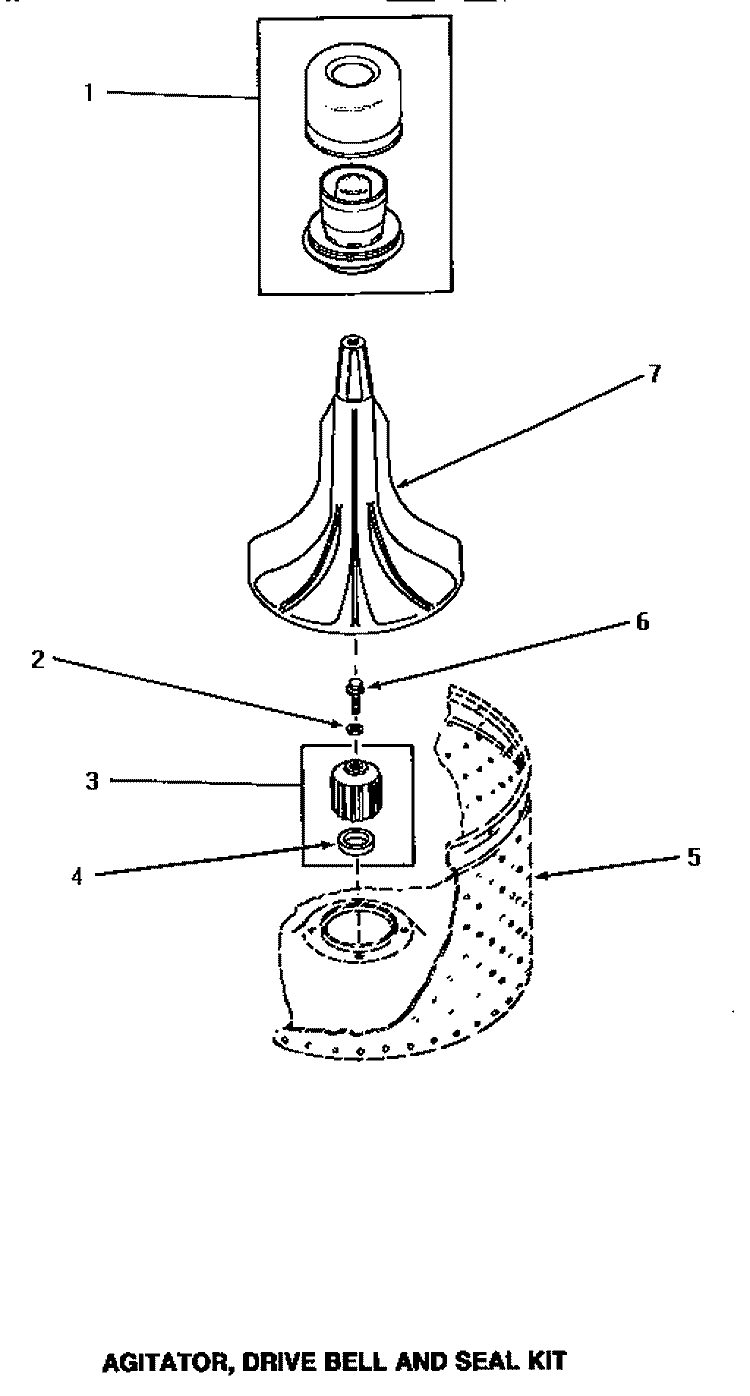 AGITATOR, DRIVE BELL & SEAL KIT Diagram and Parts List for NA5321  Amana Washer