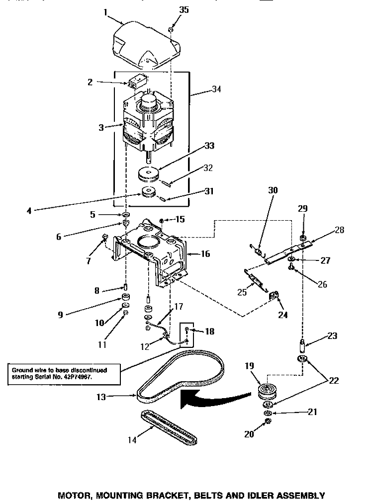 MOTOR, MTG BRACKET, BELTS & IDLER ASSY Diagram and Parts List for NA5321  Amana Washer