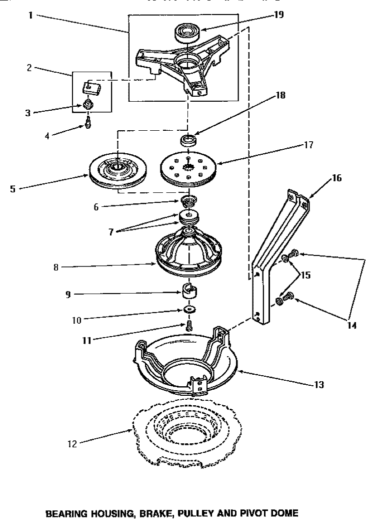 BRG HSG / BRAKE / PULLEY & PIVOT DOME Diagram and Parts List for NA5321  Amana Washer