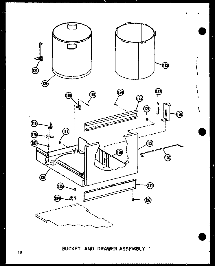 BUCKET AND DRAWER ASSY Diagram and Parts List for ESMC-1-AG P1801111T G Maytag Trash Compactor