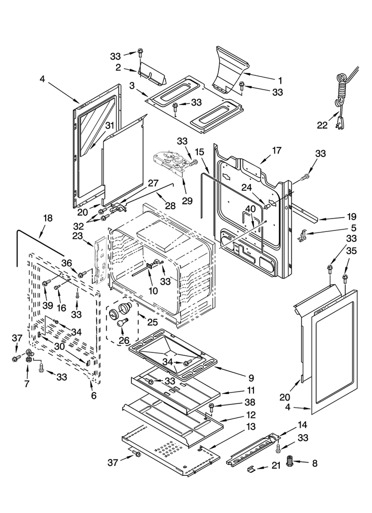 Chassis Parts Diagram and Parts List for AGR5844VDS0  Amana Range