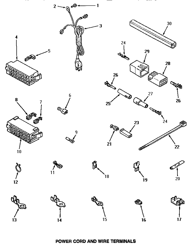 POWER CORD & WIRE TERMINALS Diagram and Parts List for NA3312  Amana Washer