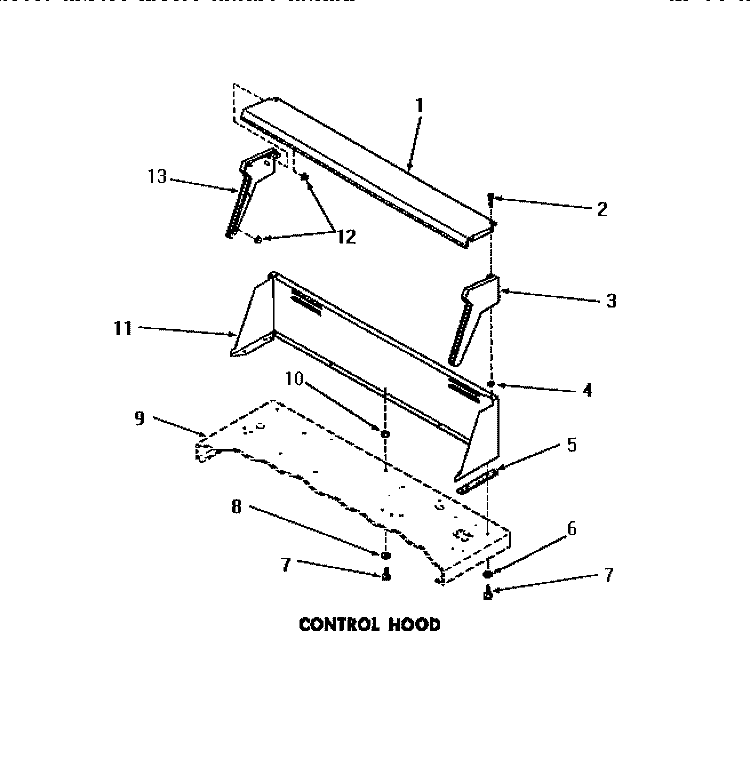 CONTROL HOOD Diagram and Parts List for DG3331  Speed Queen Dryer