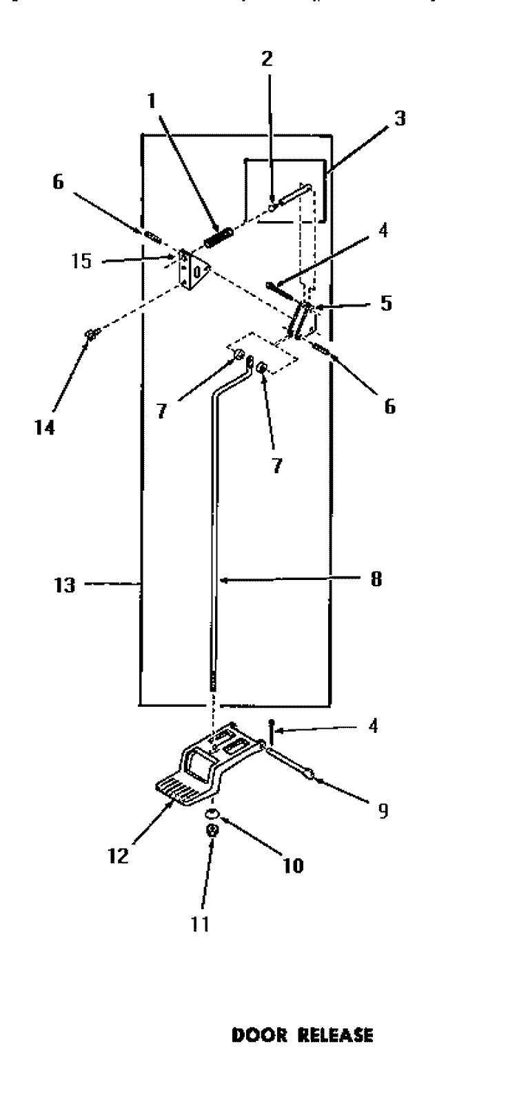 DOOR RELEASE Diagram and Parts List for DG3331  Speed Queen Dryer