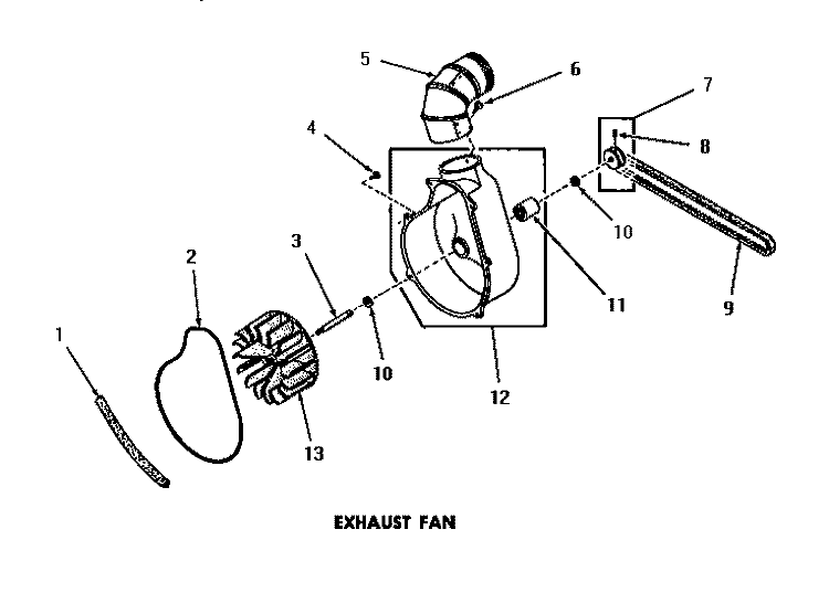 EXHAUST FAN Diagram and Parts List for DG3331  Speed Queen Dryer