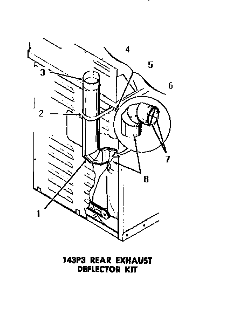 143P3 REAR EXHAUST DEFLECTOR KIT Diagram and Parts List for DG3331  Speed Queen Dryer