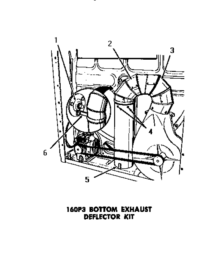 160P3 BOTTOM EXHAUST DEFLECTOR KIT Diagram and Parts List for DG3331  Speed Queen Dryer