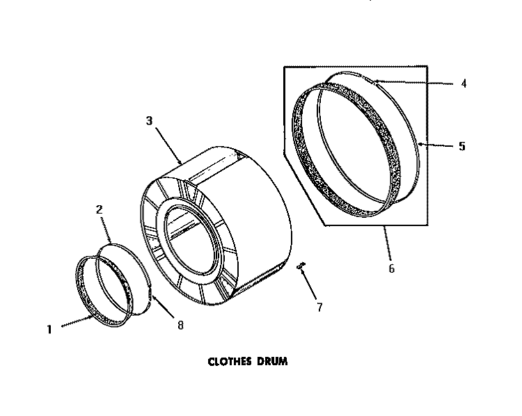 CLOTHES DRUM Diagram and Parts List for DG3250  Speed Queen Dryer