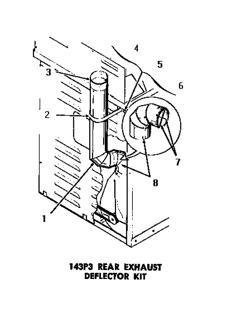 143P3 REAR EXHAUST DEFLECTOR KIT Diagram and Parts List for DG3250  Speed Queen Dryer
