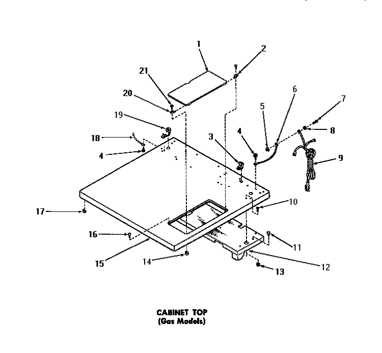 CABINET TOP Diagram and Parts List for DG3630  Speed Queen Dryer