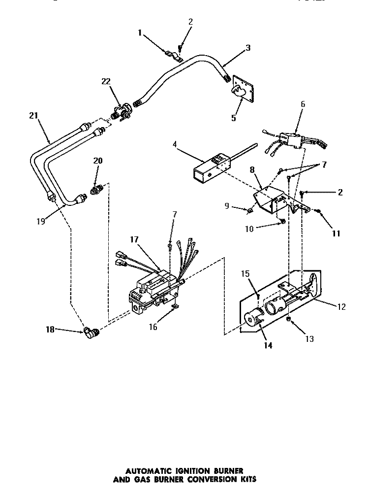 AUTOMATIC IGN BNR & GAS BNR CONV KITS Diagram and Parts List for DG3630  Speed Queen Dryer