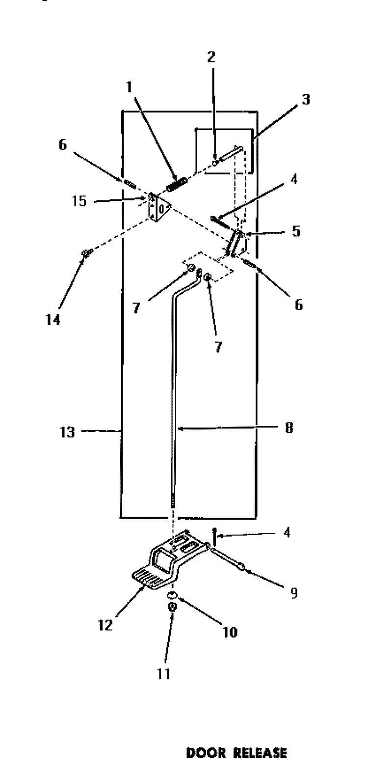 DOOR RELEASE Diagram and Parts List for DG3630  Speed Queen Dryer