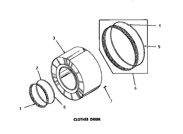 CLOTHES DRUM Diagram and Parts List for DG3630  Speed Queen Dryer