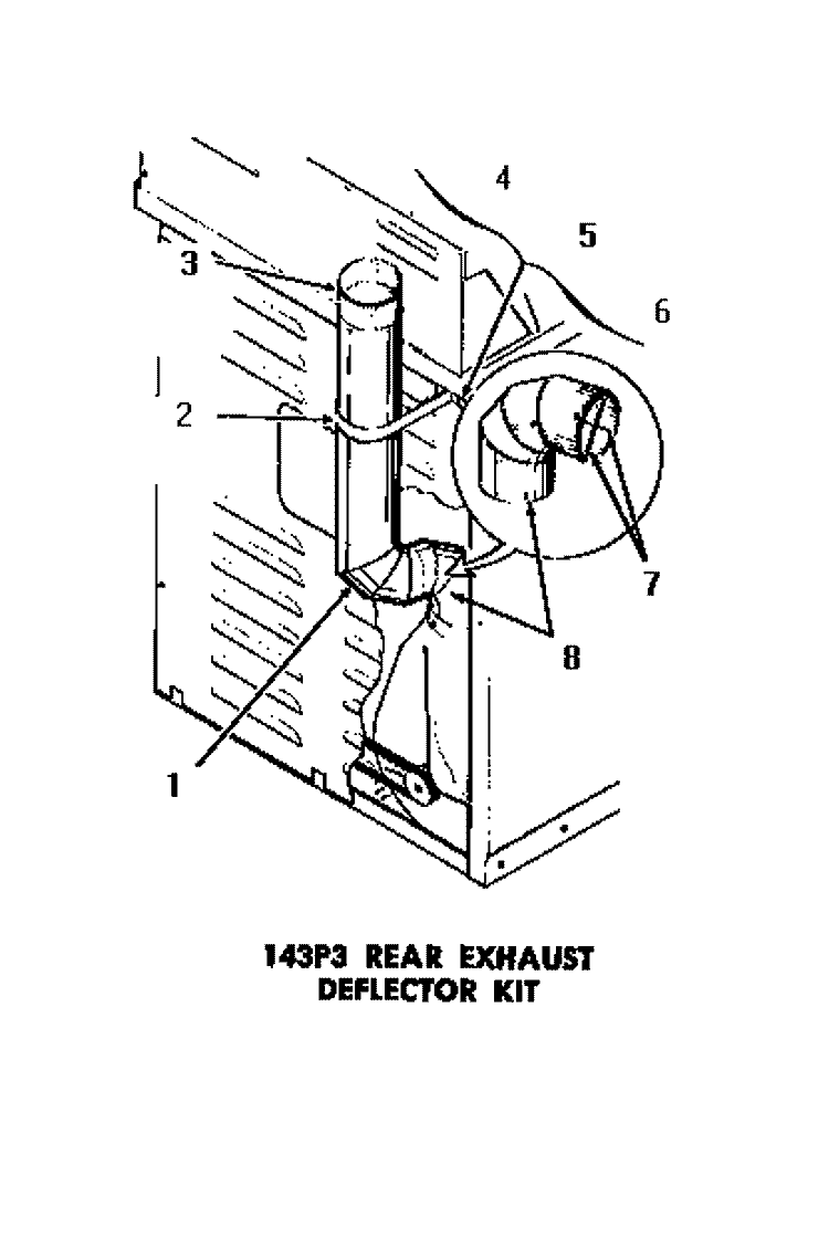 143P3 REAR EXHAUST DEFLECTOR KIT Diagram and Parts List for DG3630  Speed Queen Dryer