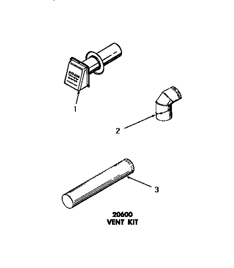 20600 VENT KIT Diagram and Parts List for DG3630  Speed Queen Dryer